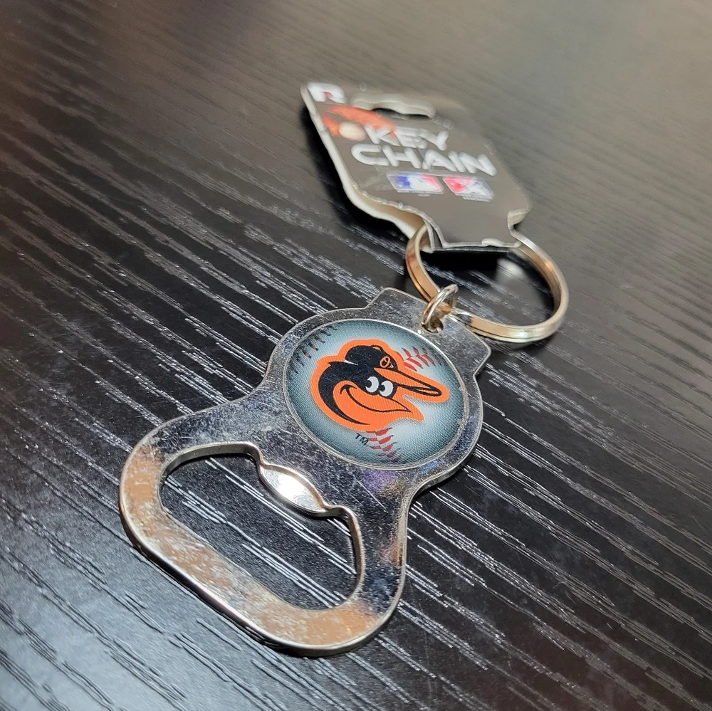 Baltimore Orioles Keychain Bottle Opener Metal Silver Orange Retro MLB Baseball‎
